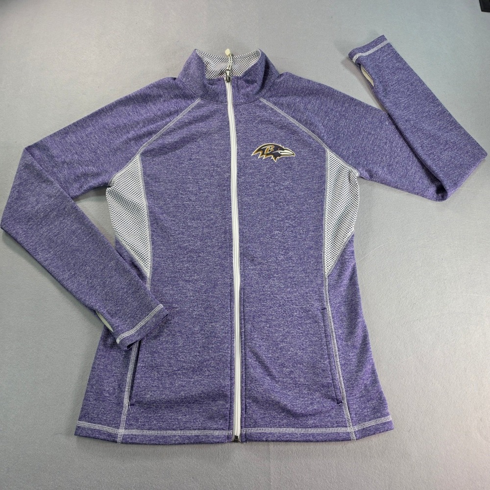 Majestic Ravens Womens M Purple Full Zip Track Jacket NFL Sporty Athleisure